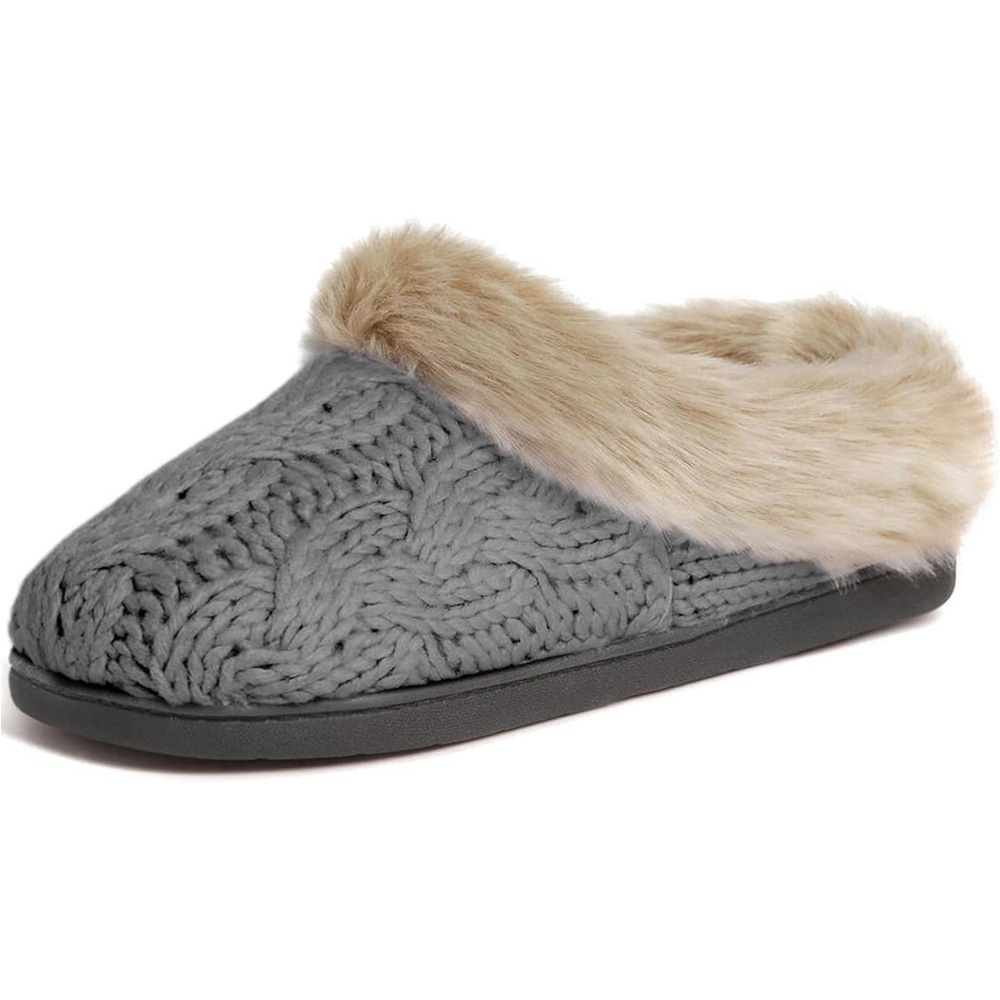 Cable knit Faux Fur Lined Slippers